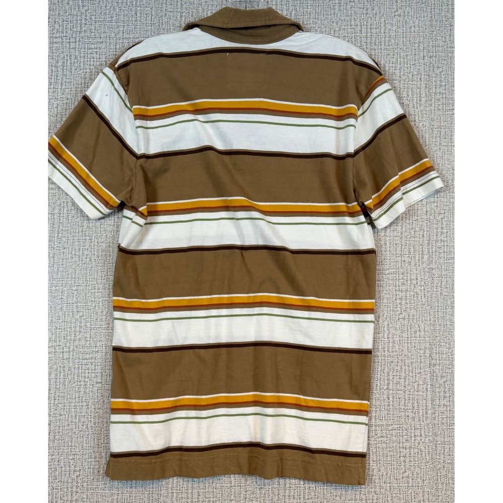 NWT Aeropostale Mens Small Brown Striped Short Sleeve Polo Shirt Retro 70s Prep - Picture 4 of 6